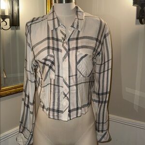 Rails Plaid Long Sleeve Cropped Shirt. Med. EUC